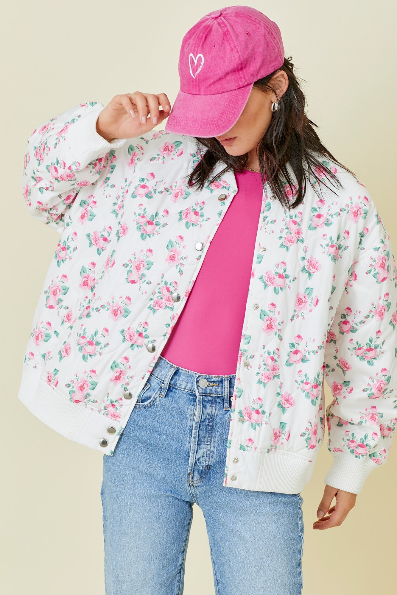 Oversized Floral Bomber Jacket