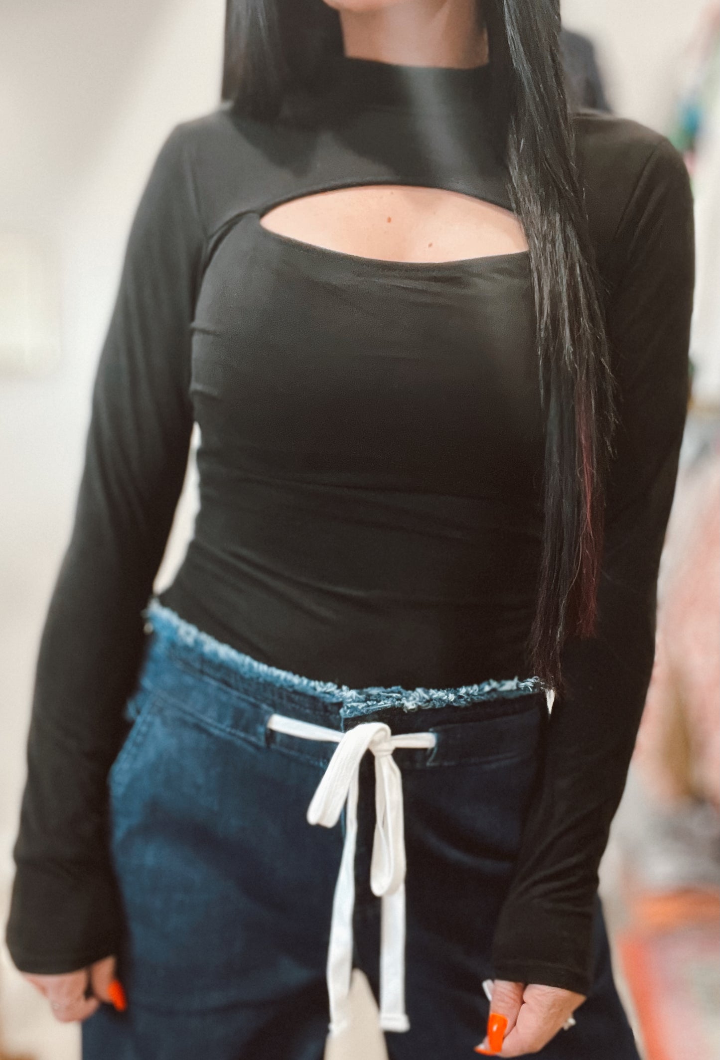 Black Velvet Long Sleeve Bodysuit