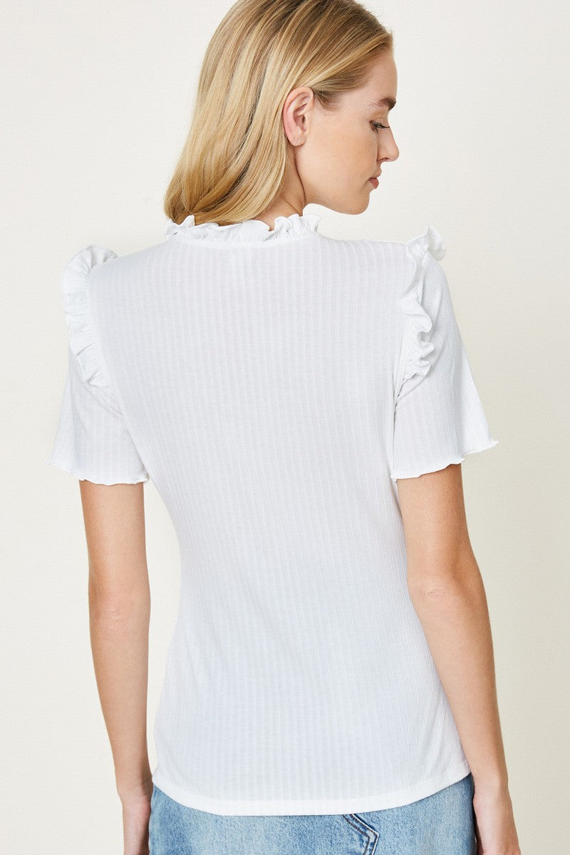 Ruffle Neck Knit Top