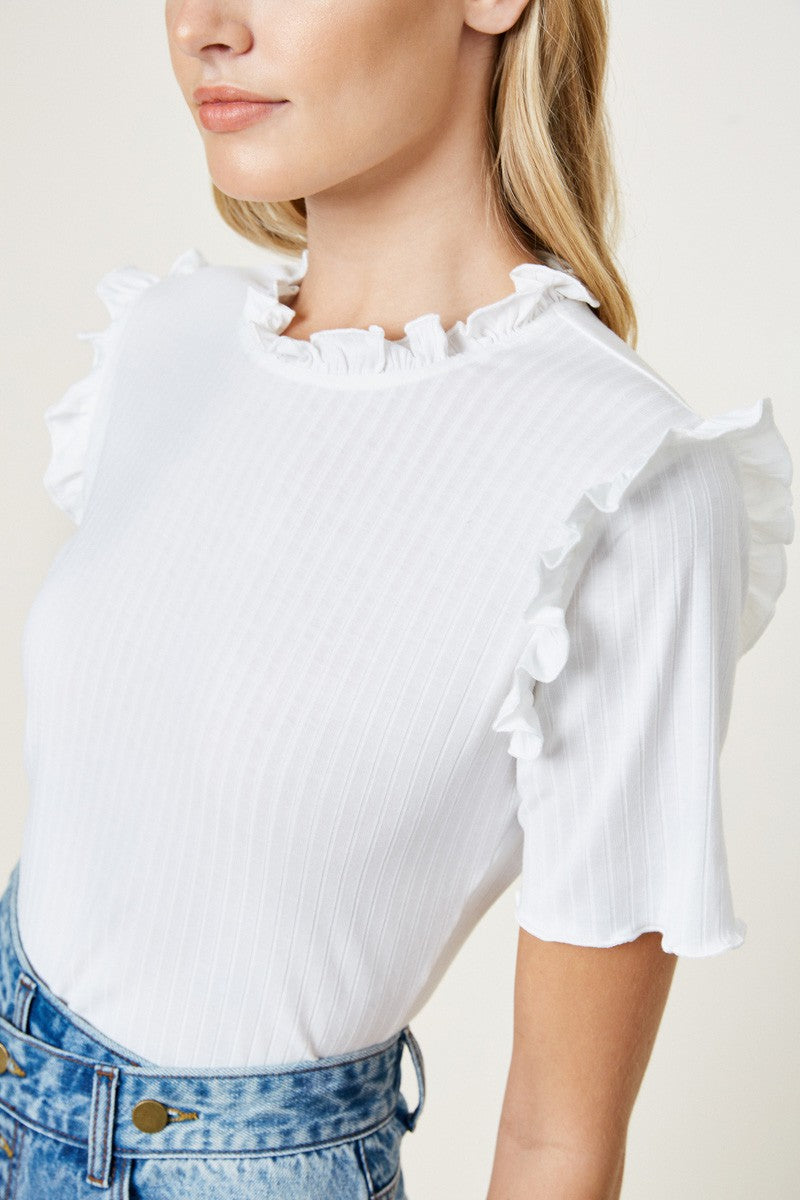 Ruffle Neck Knit Top