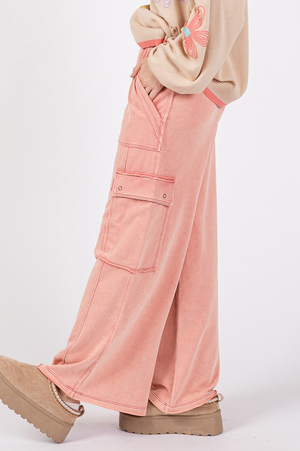Rose Terry Knit Cargo Pants