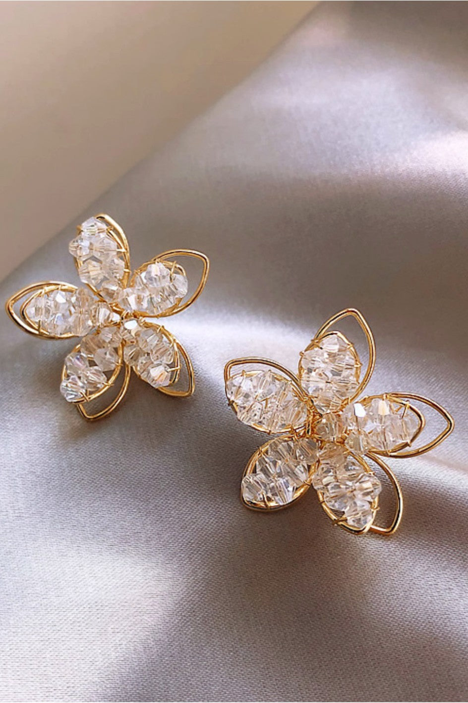 Crystal Flower Stud Earrings