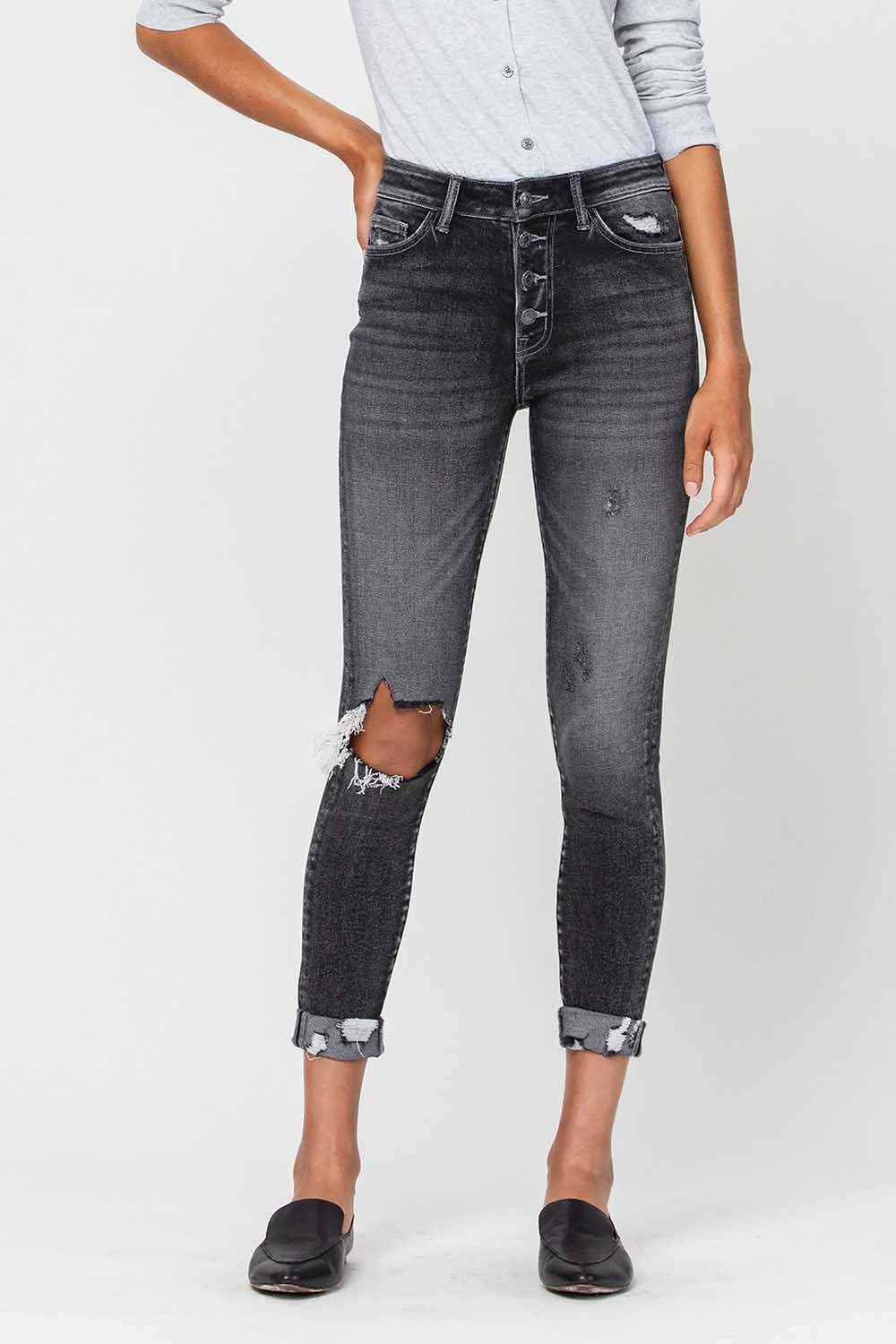 Vervet Buttonfly Cuffed Skinny Jeans
