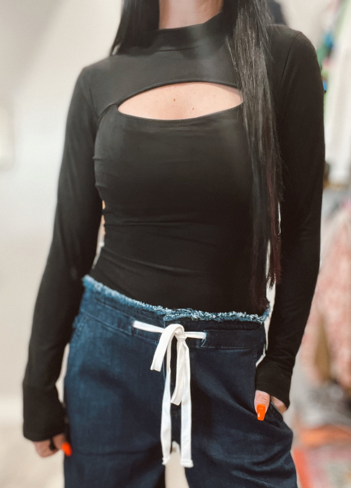 Black Velvet Long Sleeve Bodysuit