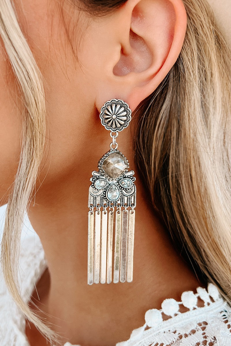 Worn Silver Dangle Drop Earrings