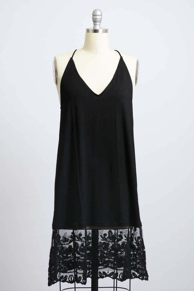 Black Midi T Back Dress