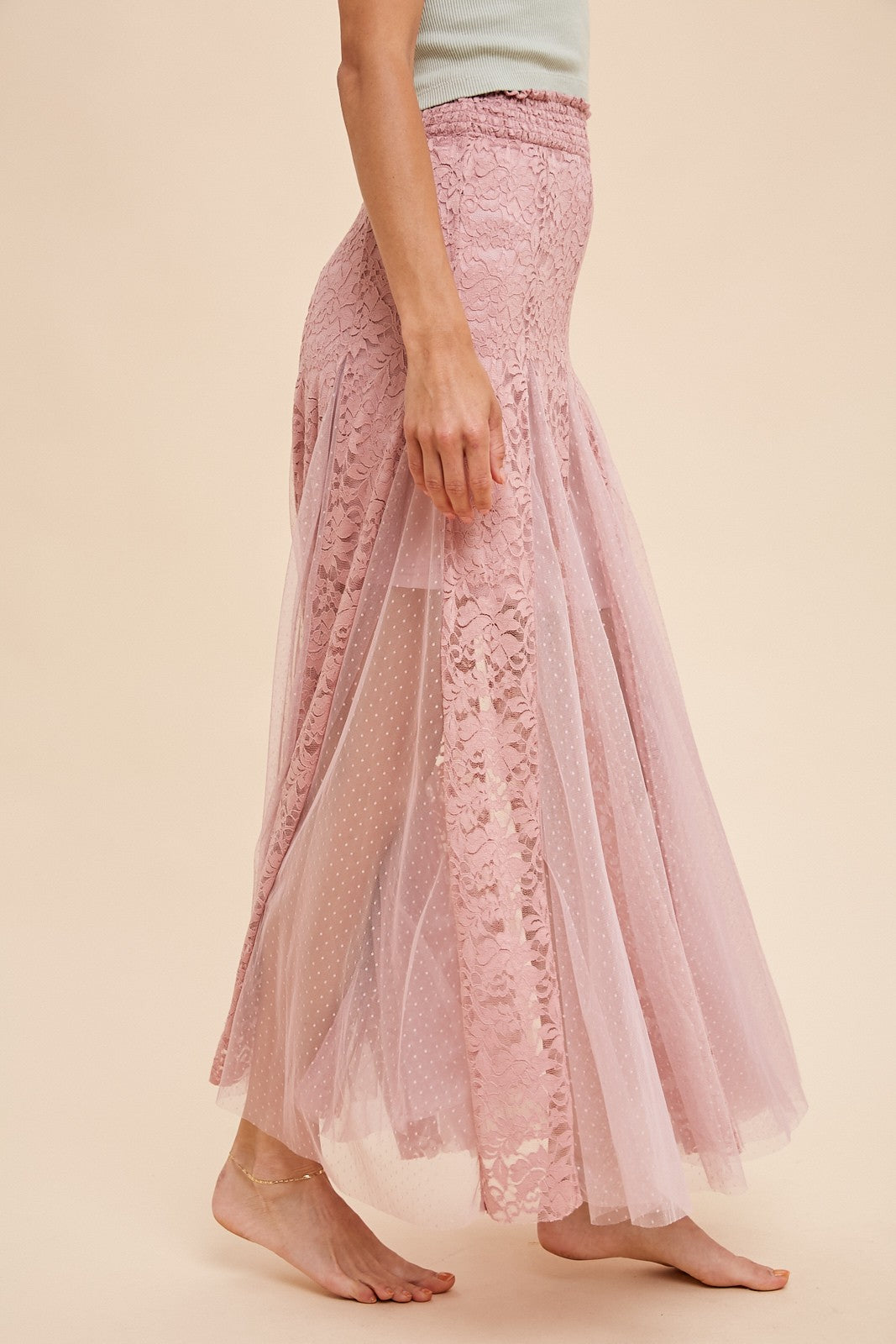 Blush Lace Maxi Skirt