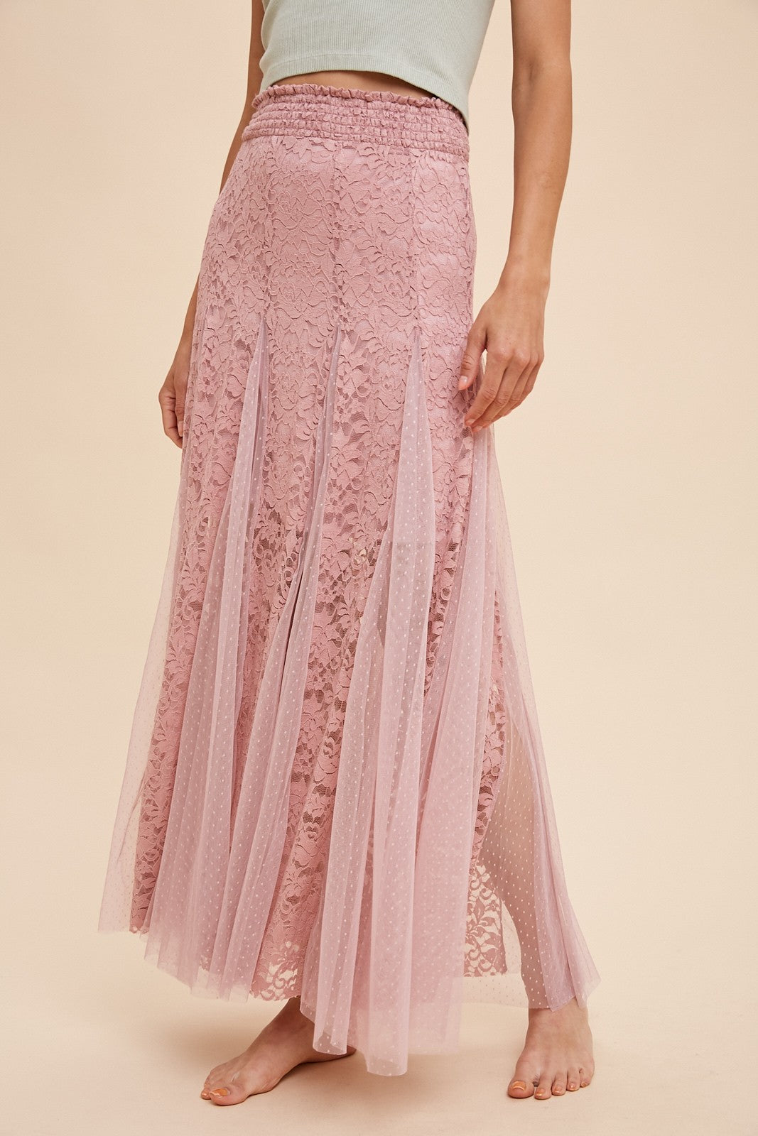 Blush Lace Maxi Skirt