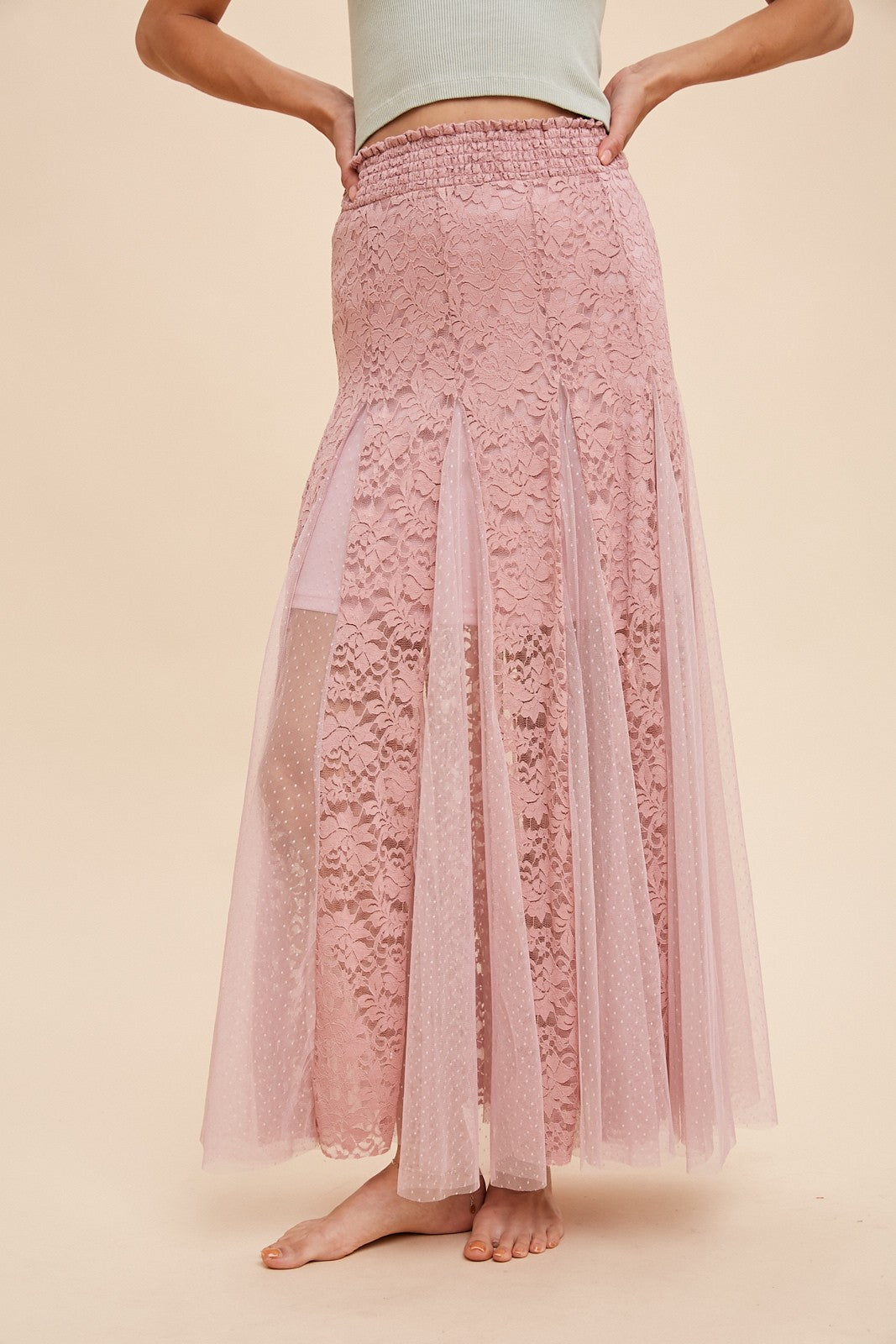 Blush Lace Maxi Skirt