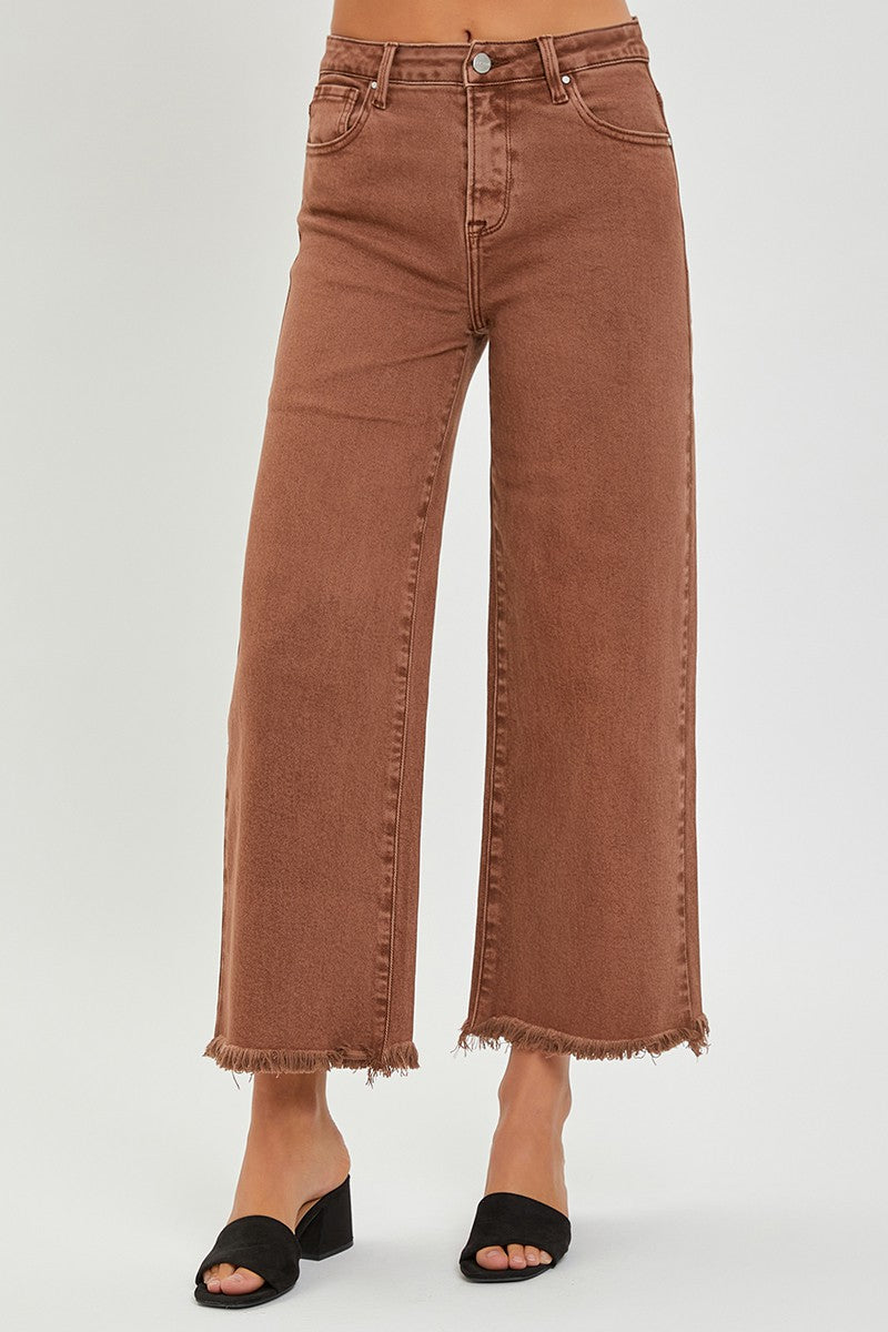 Risen Tummy Control Wide Leg Crop Jeans