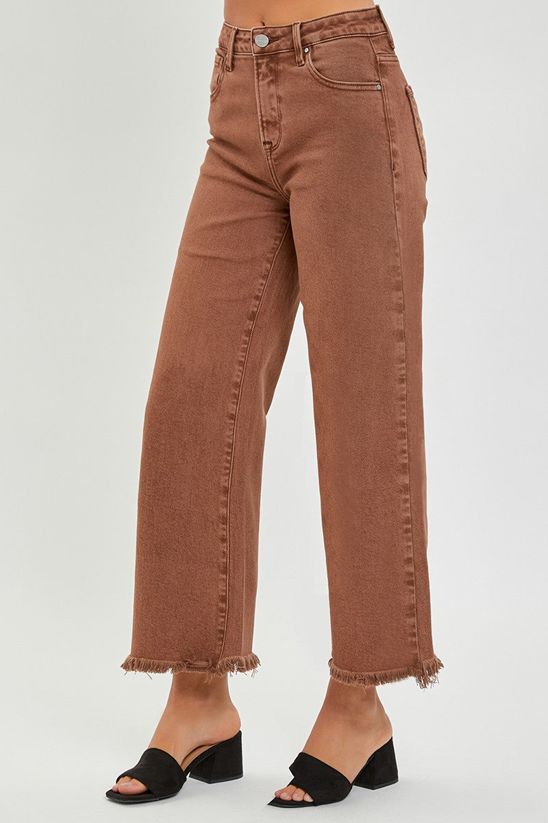 Risen Tummy Control Wide Leg Crop Jeans