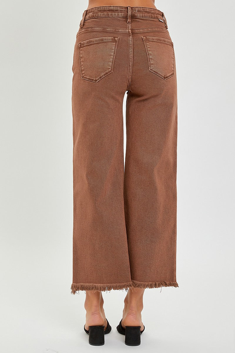 Risen Tummy Control Wide Leg Crop Jeans