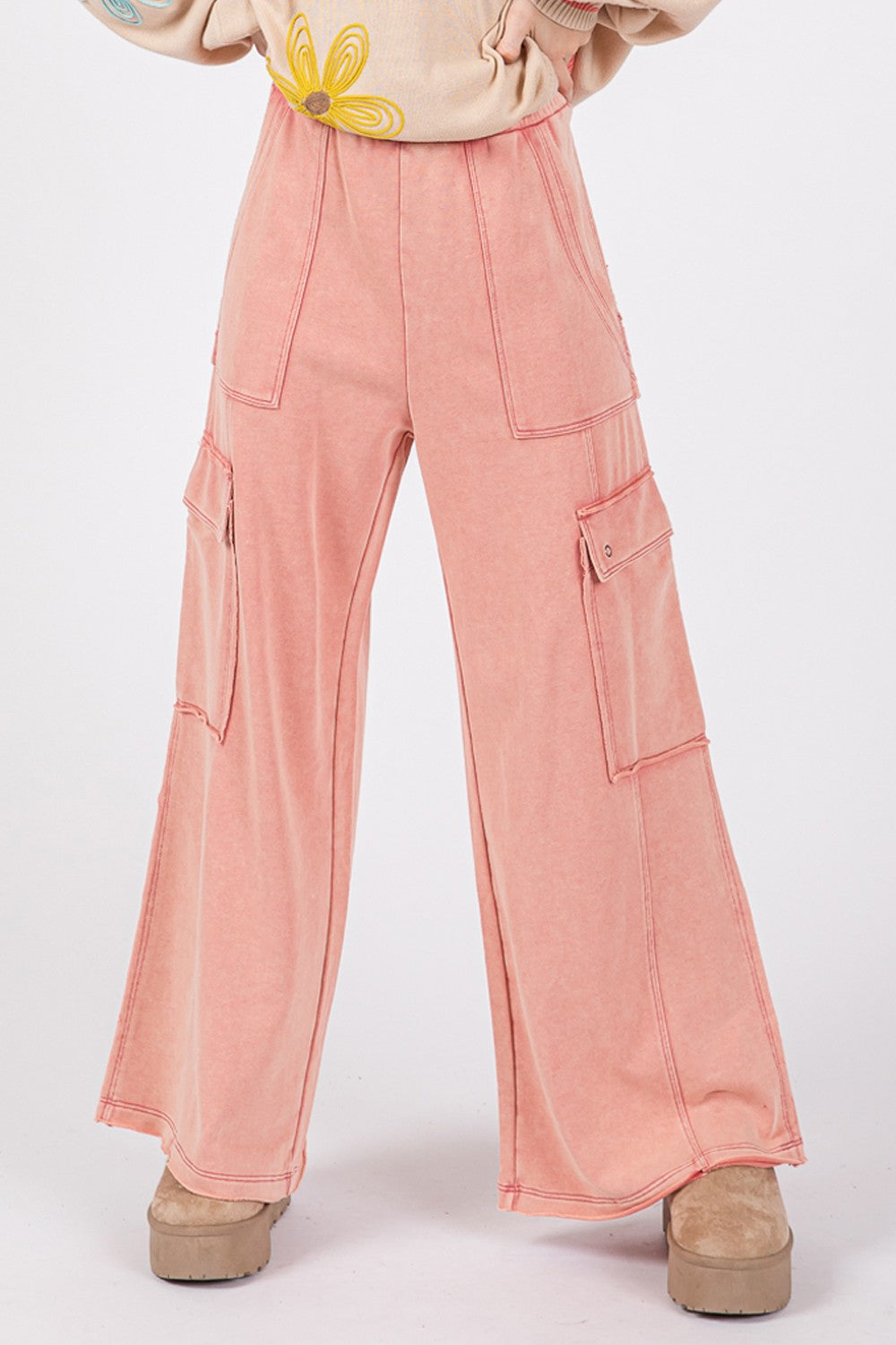 Rose Terry Knit Cargo Pants