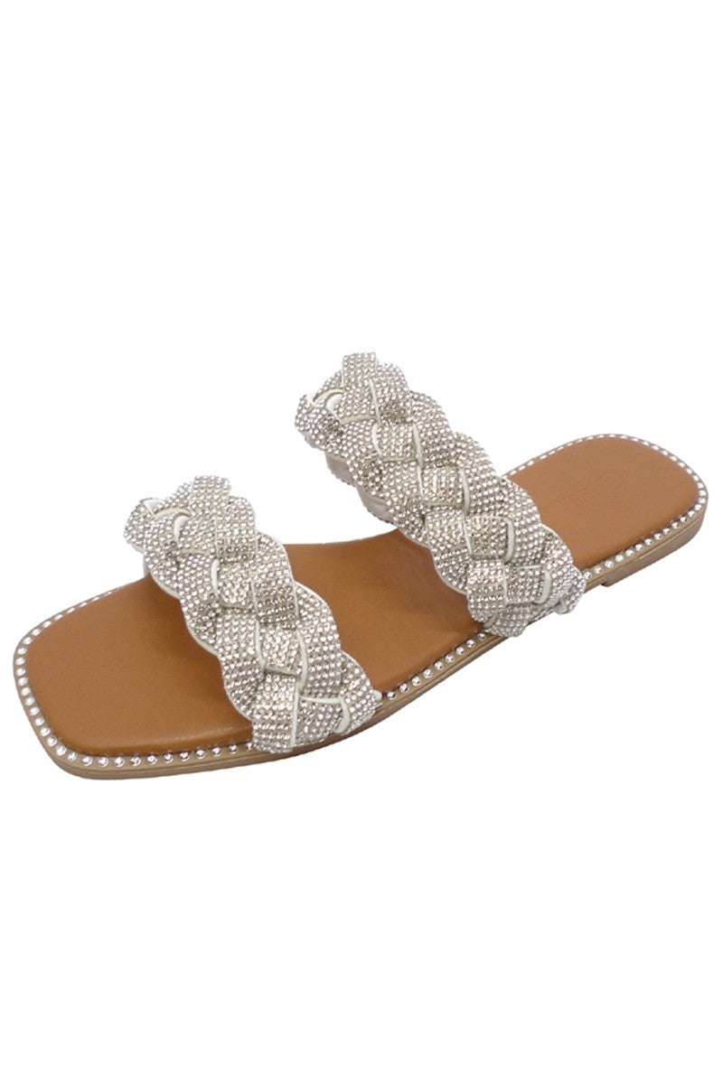 Rhinestone Double Strap Sandals