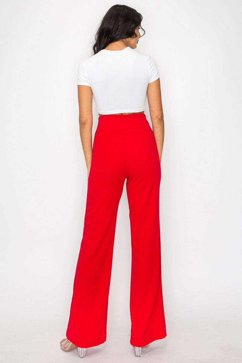 Red High Waist Dress Pants