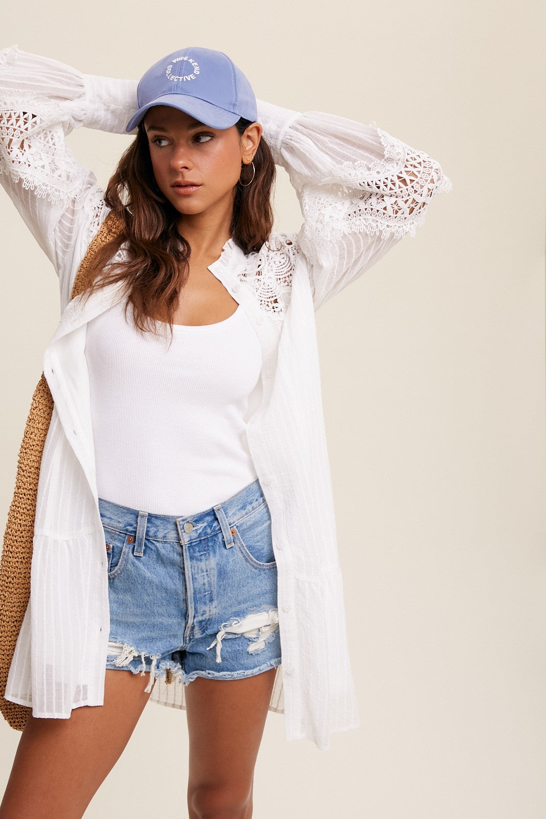 Lacey Mock Neck Buttondown Dress