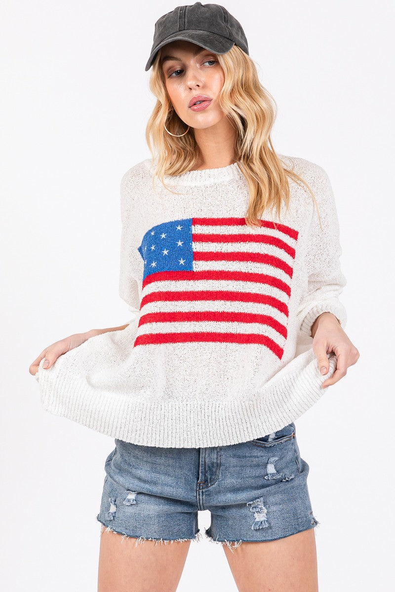 American Flag Pullover Sweater