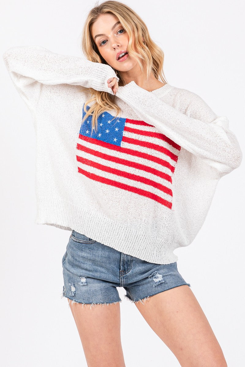 American Flag Pullover Sweater