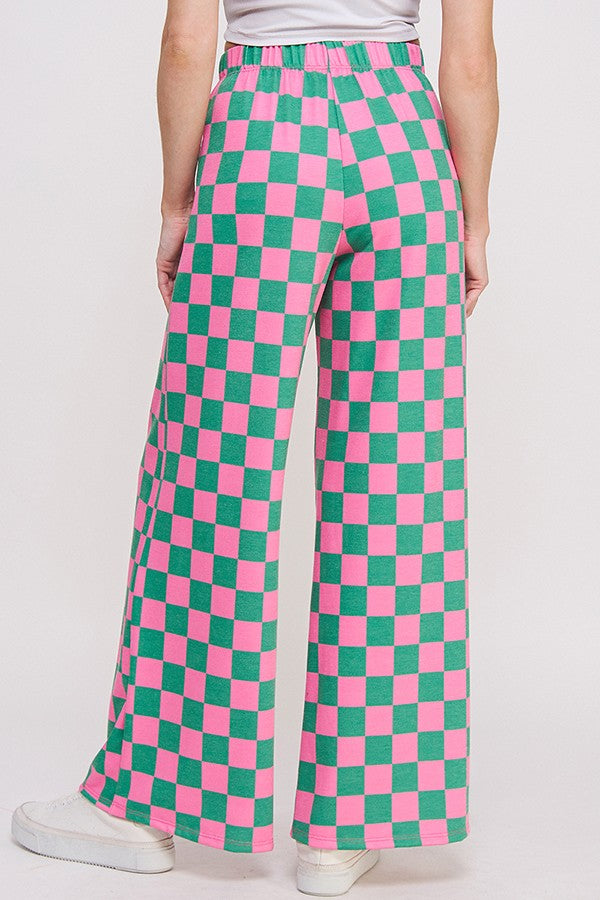 Checker Wide Leg Lounge Pants