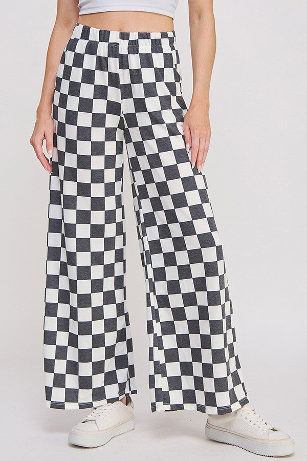Checker Wide Leg Lounge Pants