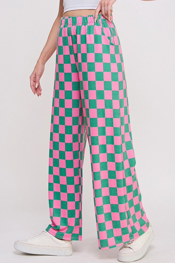 Checker Wide Leg Lounge Pants