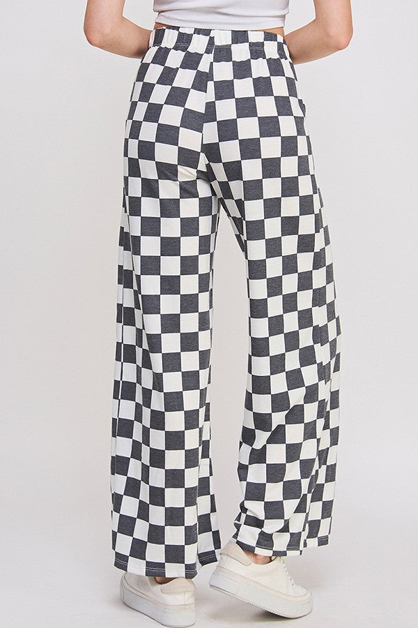 Checker Wide Leg Lounge Pants
