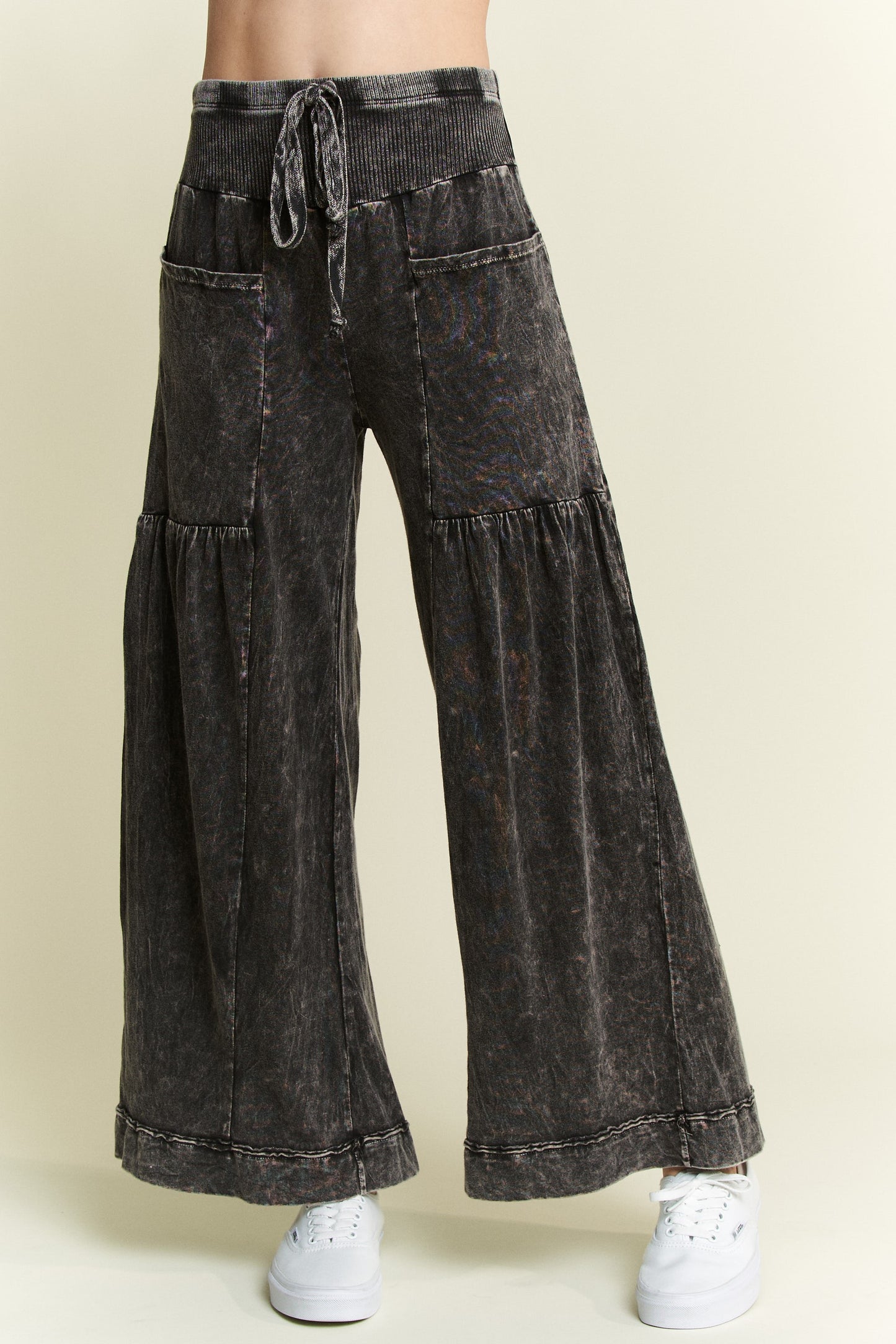 Mineral Washed Wide Leg Boho Pants