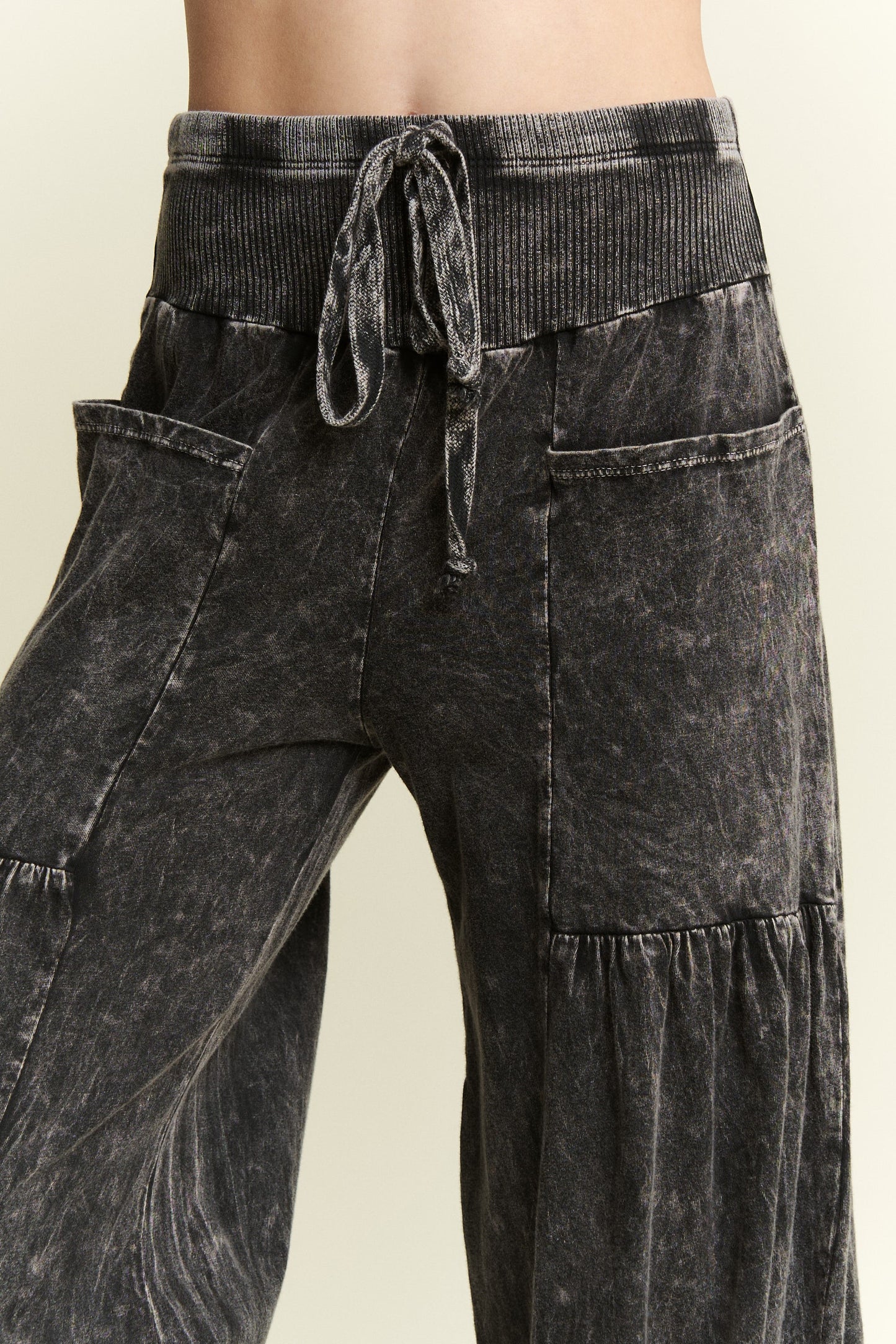 Mineral Washed Wide Leg Boho Pants