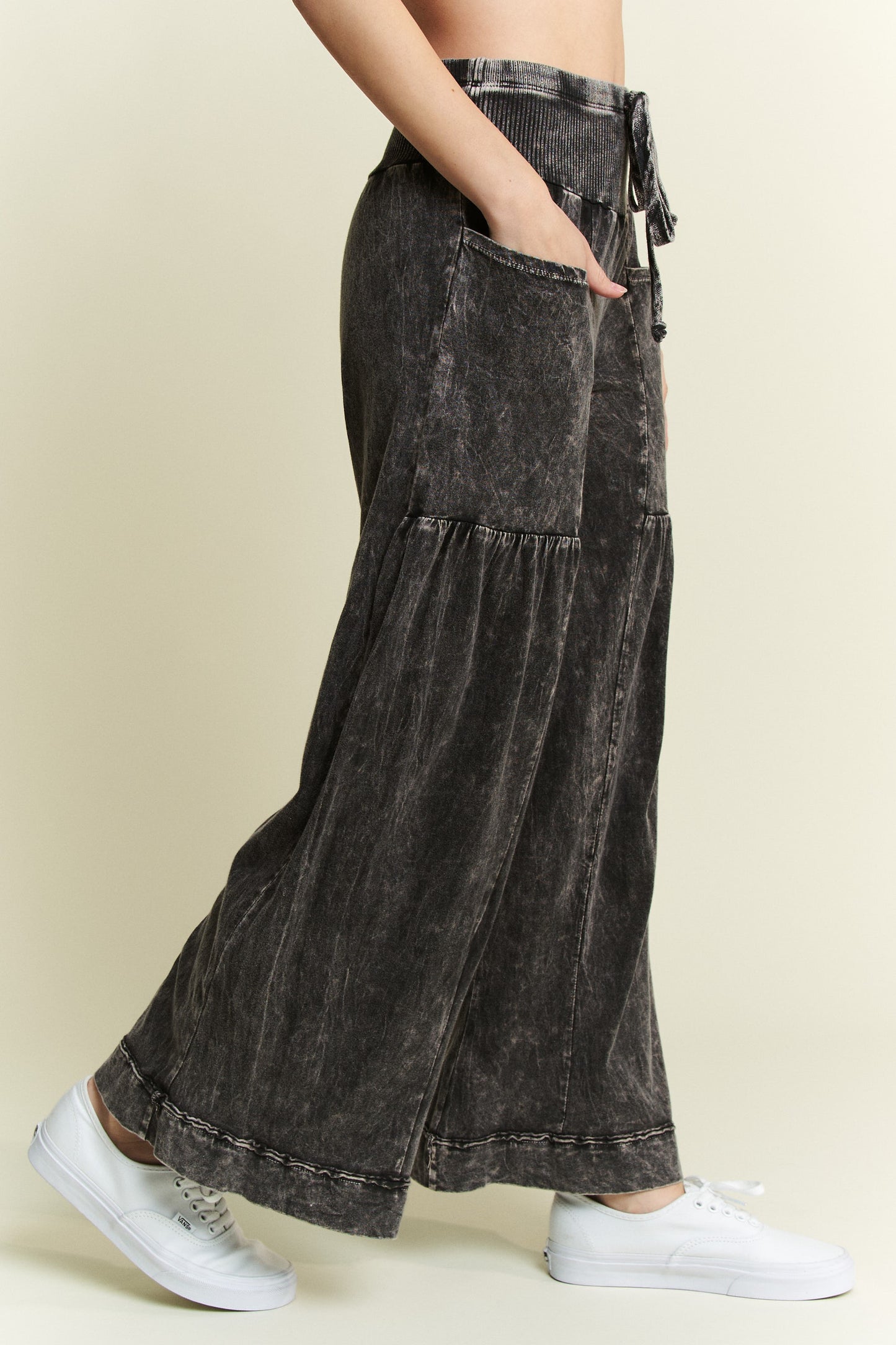 Mineral Washed Wide Leg Boho Pants
