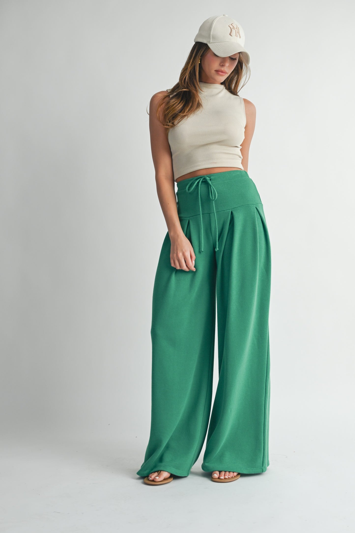 Kelly Green Wide Waist Pants