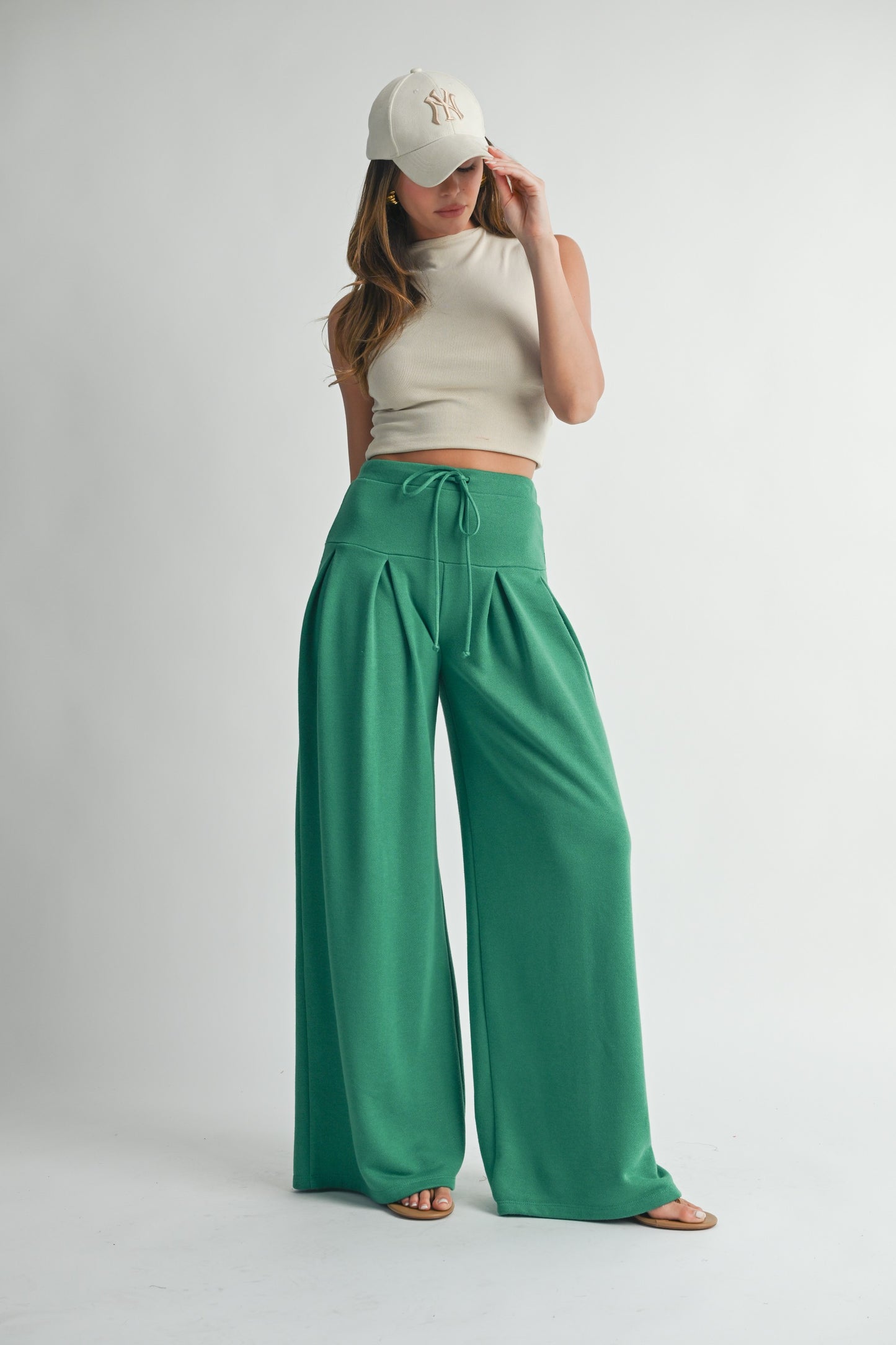 Kelly Green Wide Waist Pants