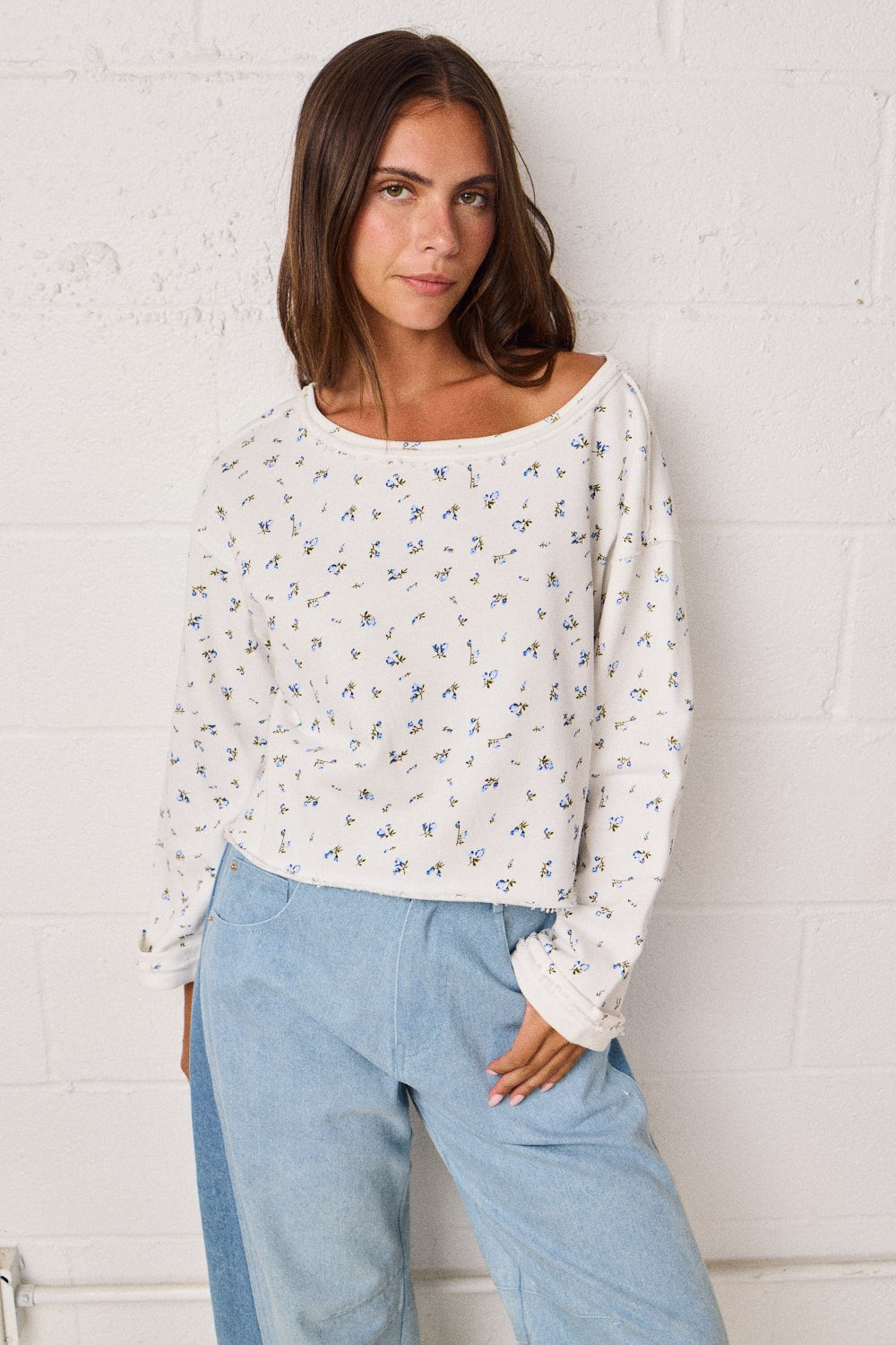 Slouchy Off Shoulder Sweatshirt