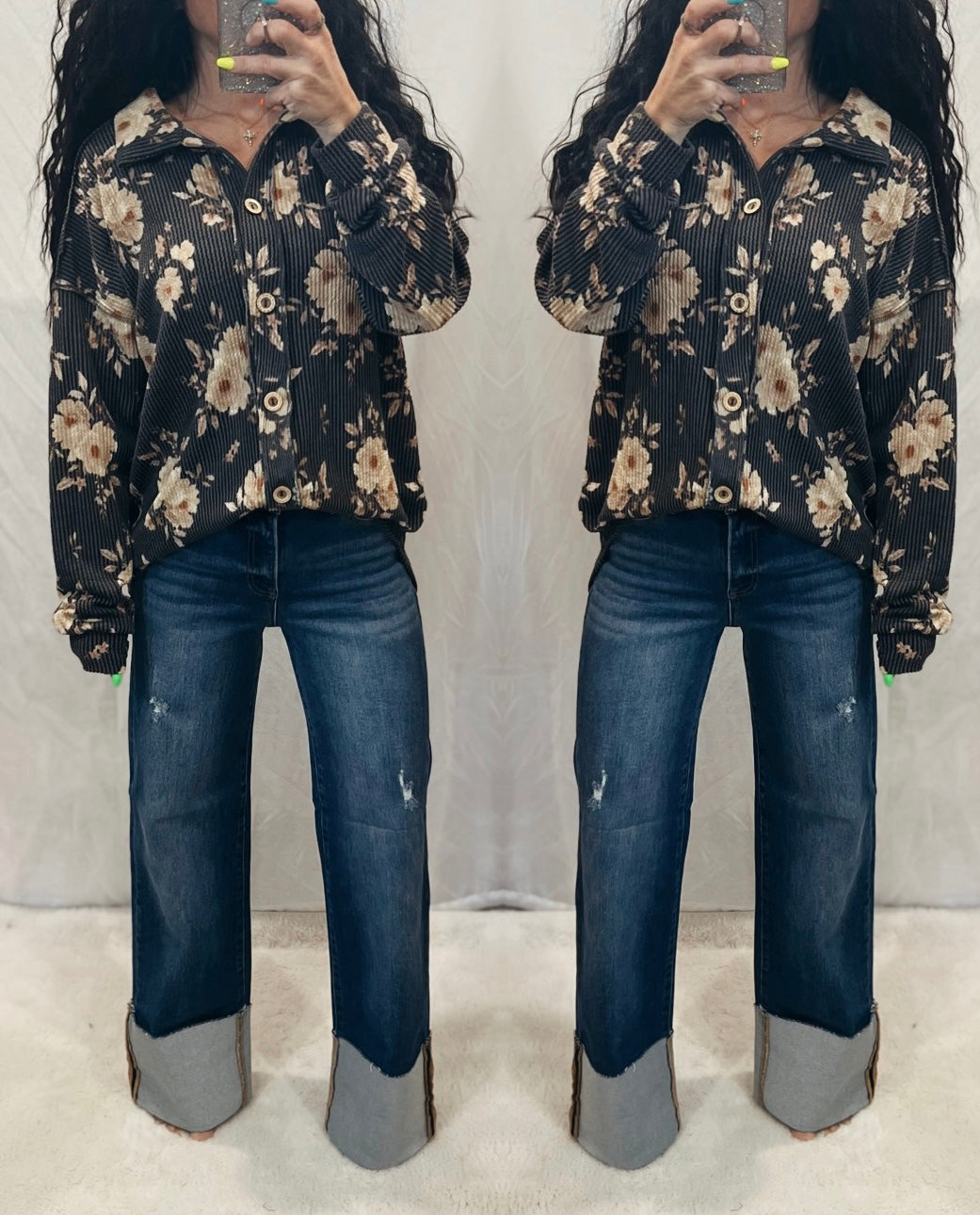 Collar Floral Buttondown Top