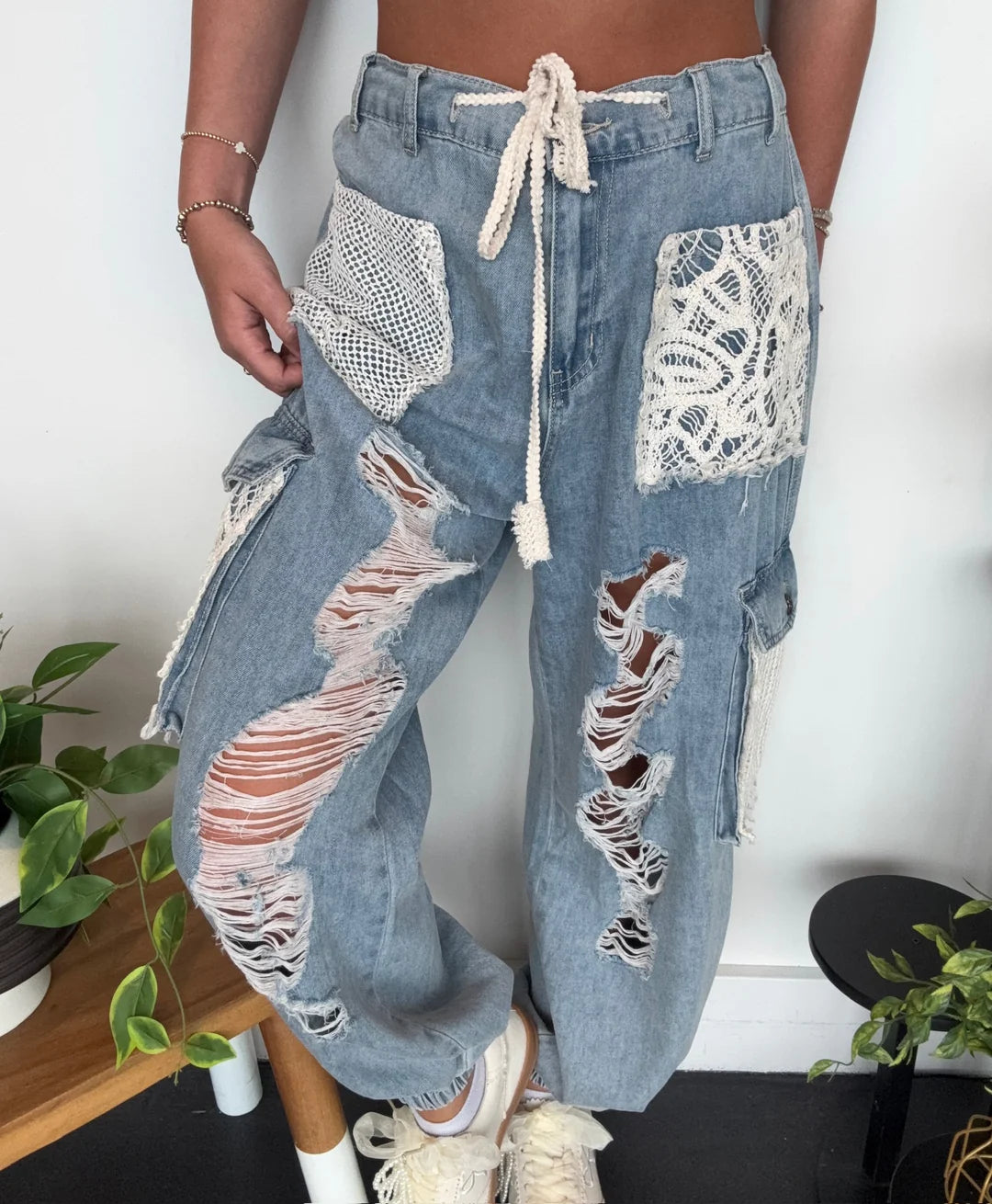 Boho Denim Joggers