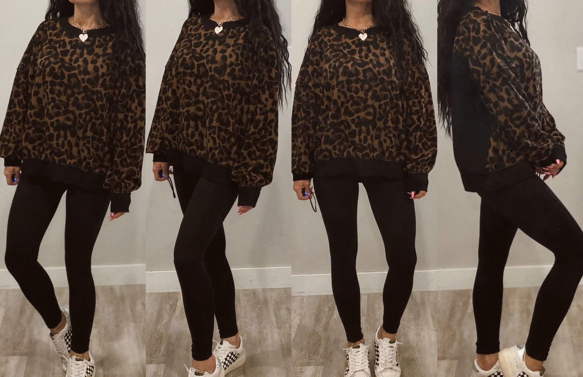 Leopard Ribbed Pullover