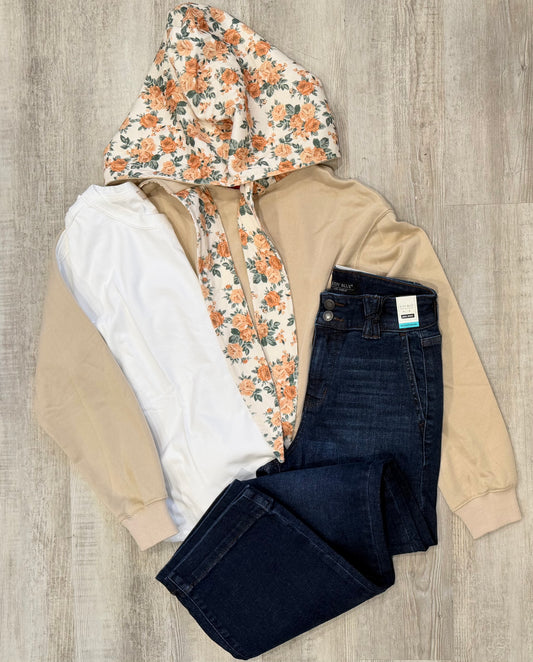 Oatmeal Floral Pullover
