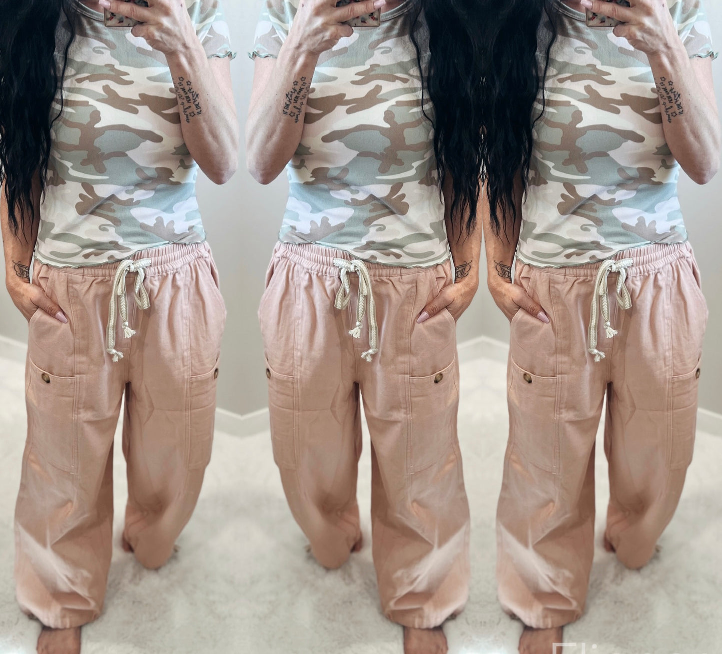 Pink Cargo Jogger Pants