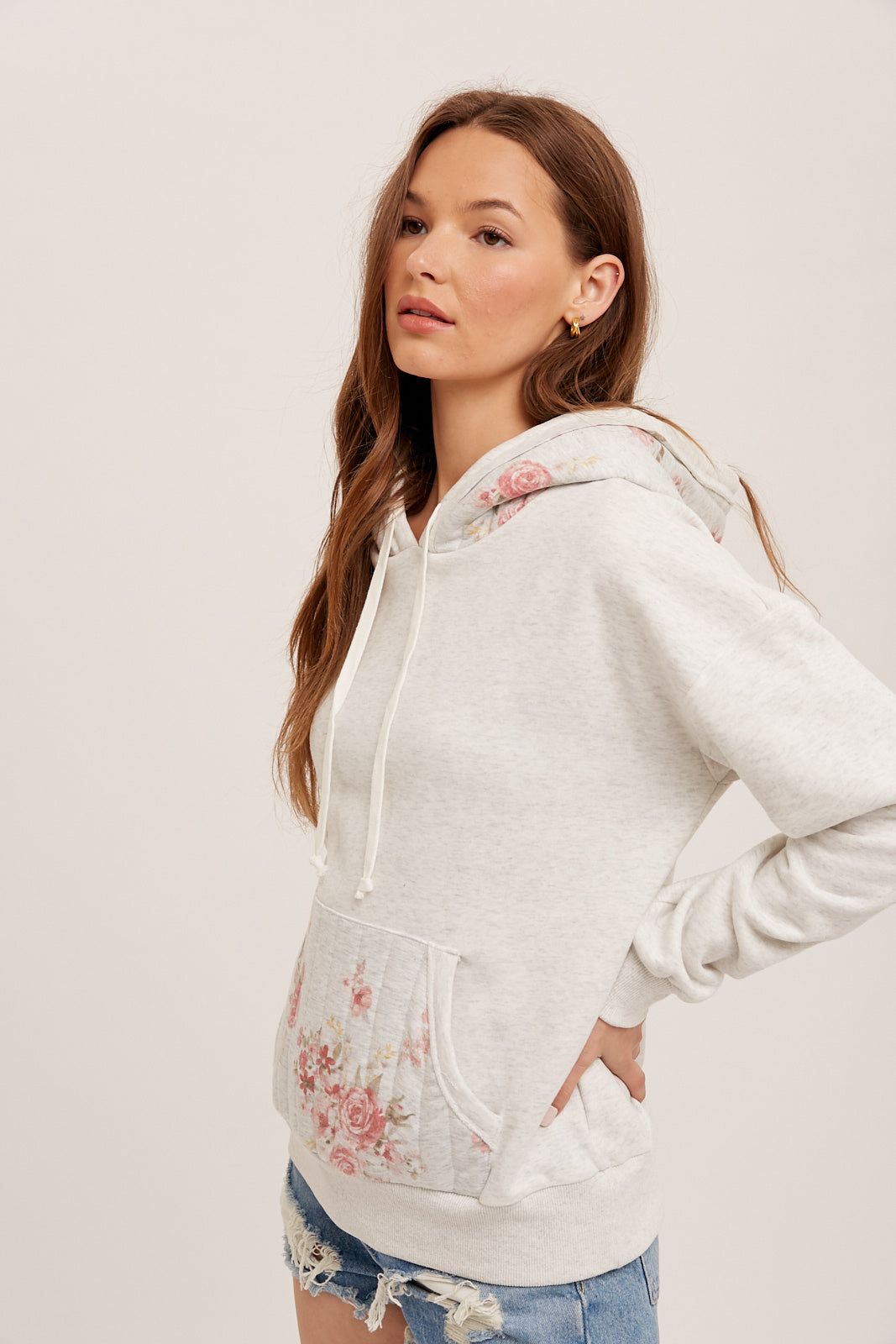 Quilted Floral Hoodie