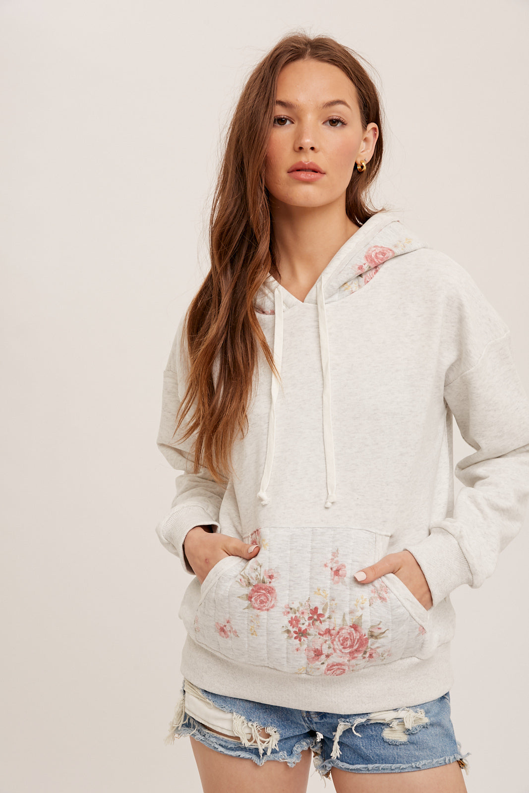Quilted Floral Hoodie