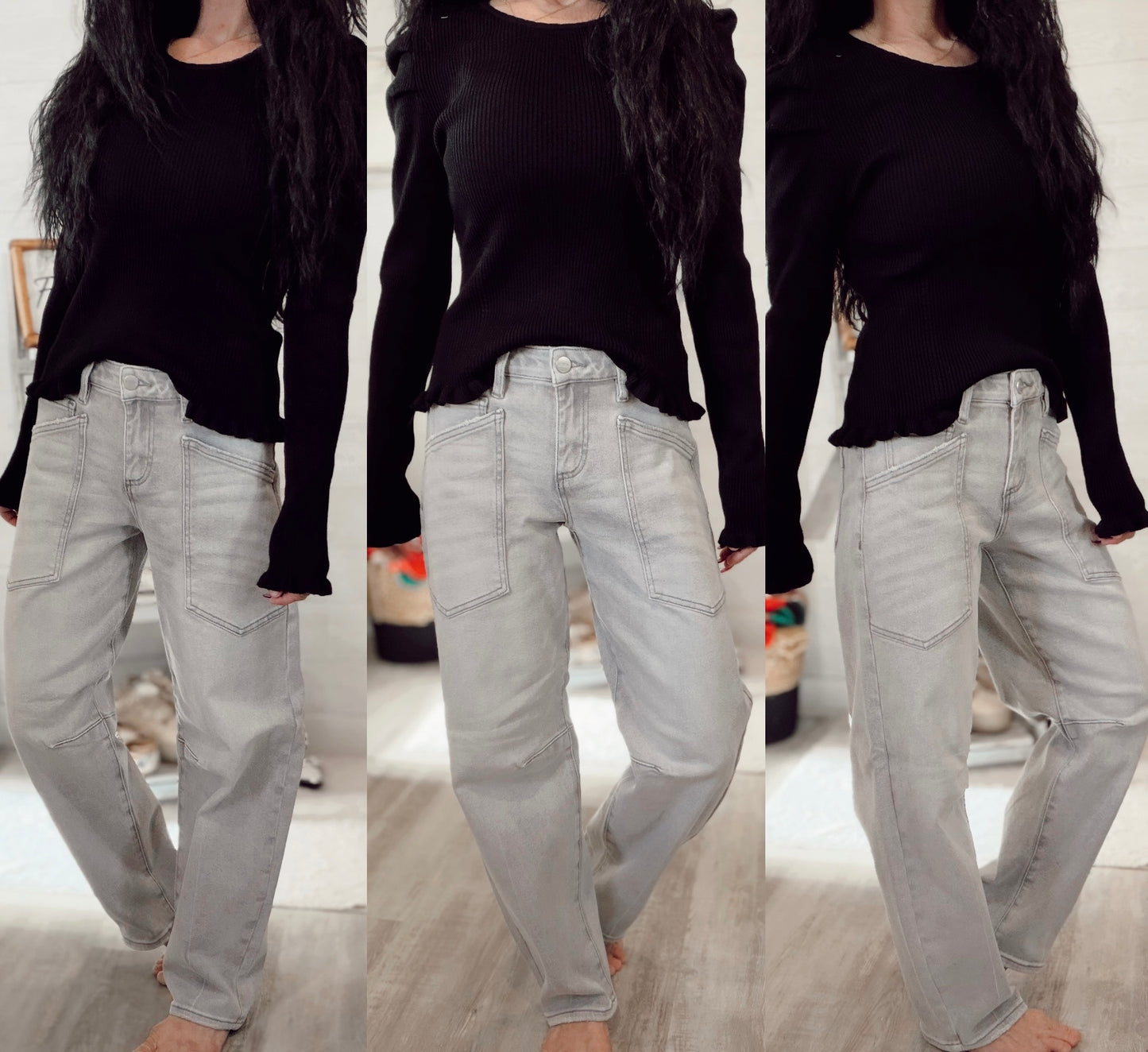 Ribbed Pleated Sweater Top