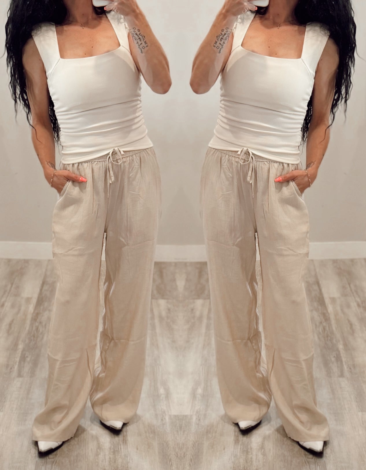 Square Neck Ruched Side Top