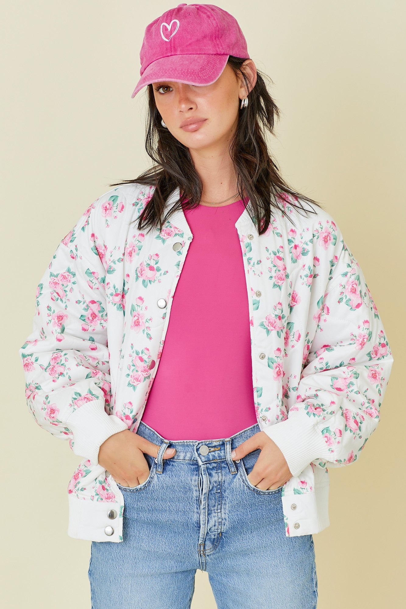 Oversized Floral Bomber Jacket