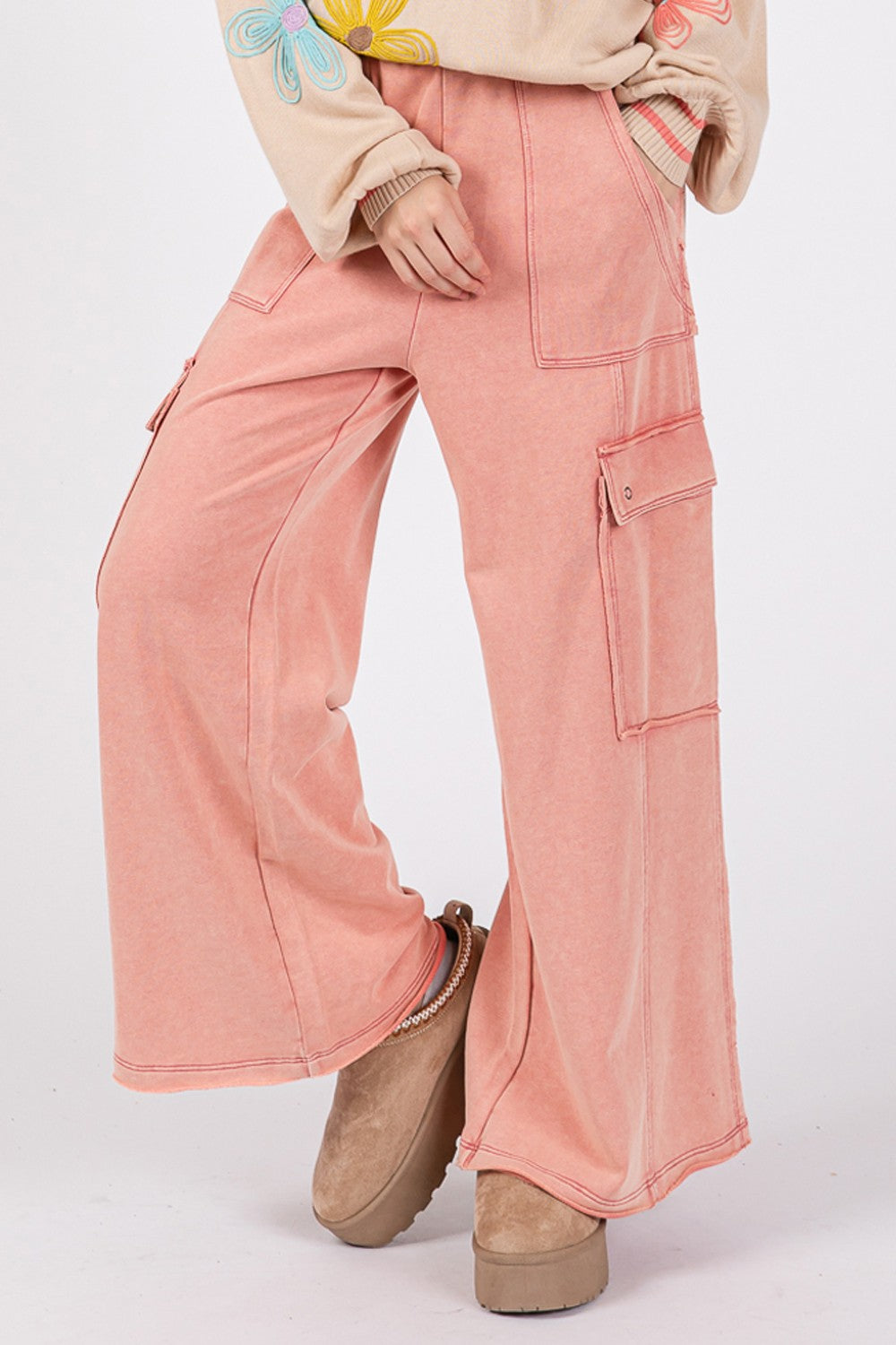 Rose Terry Knit Cargo Pants