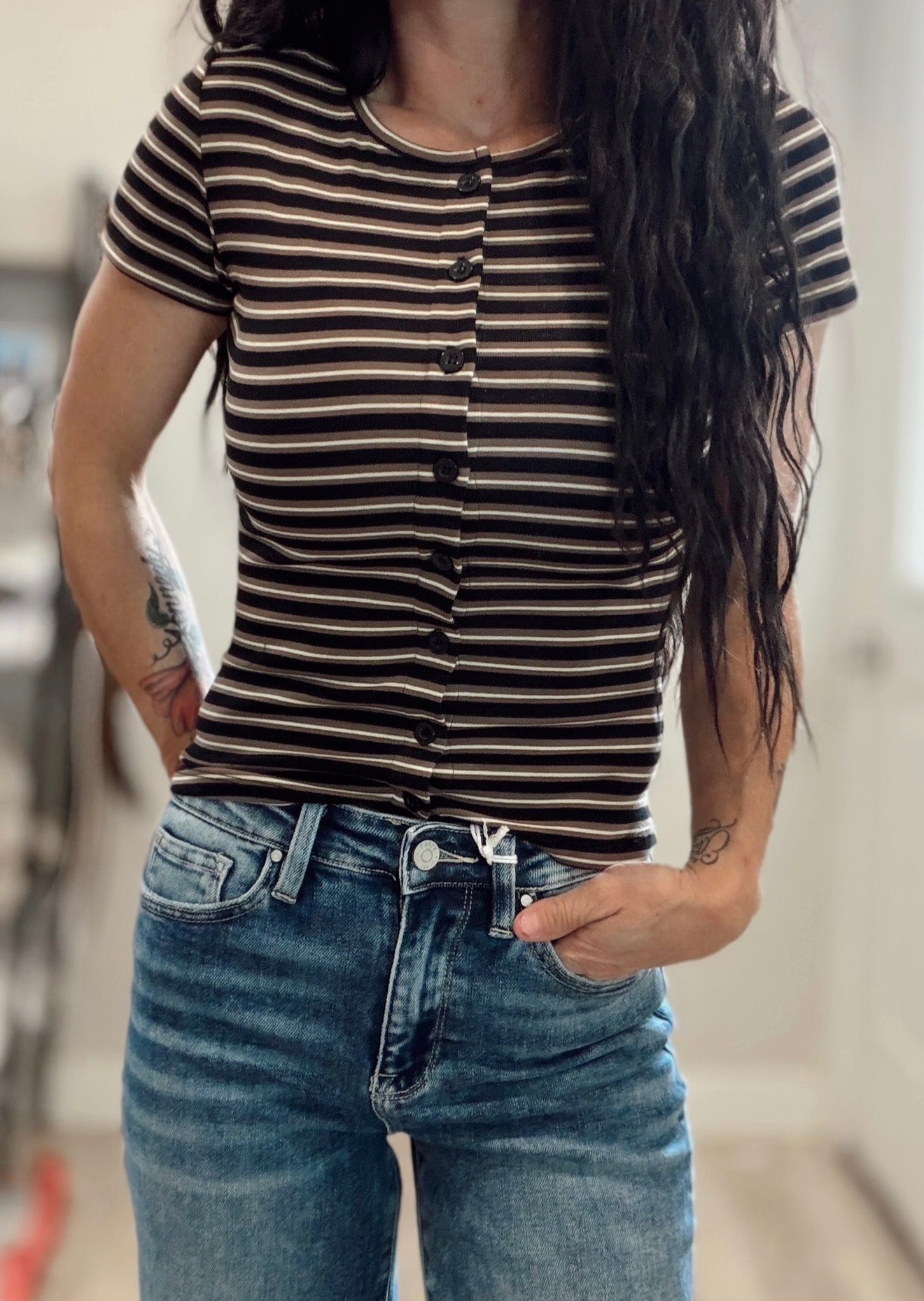 Striped Button Down Top
