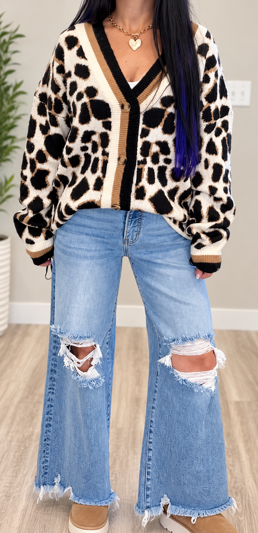 Leopard Button front Cardigan