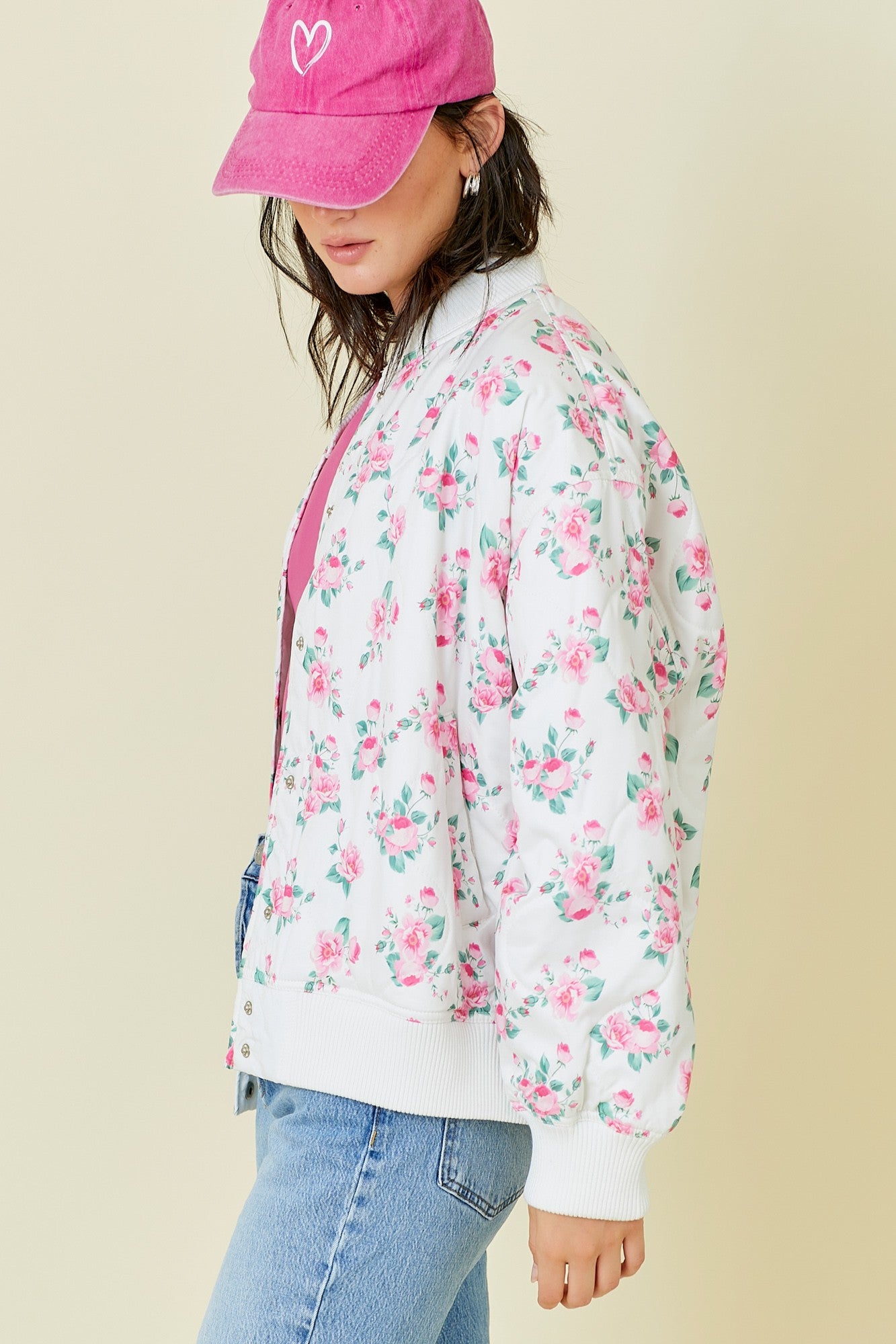 Oversized Floral Bomber Jacket