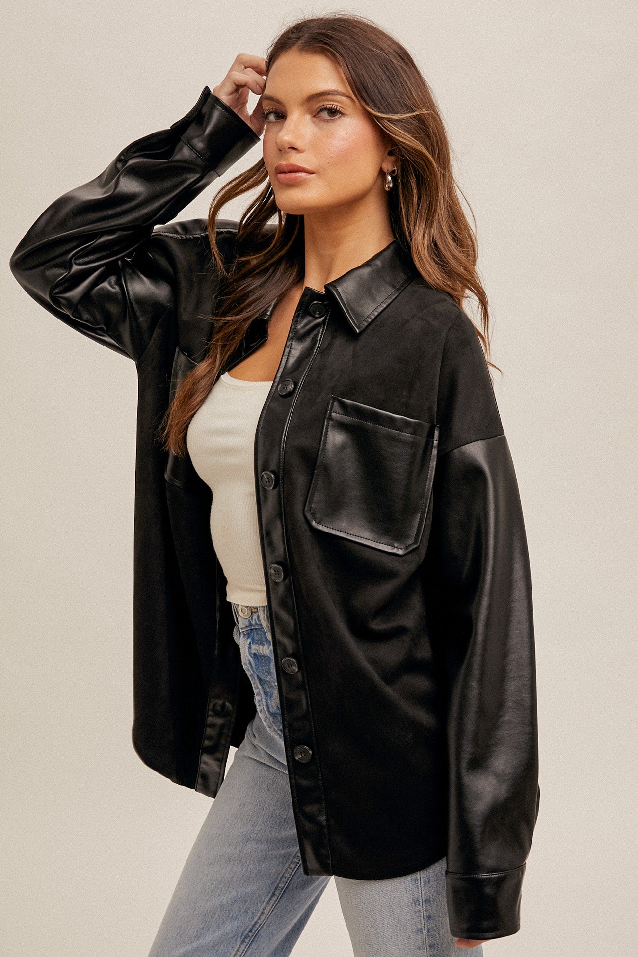 Faux Leather and Suede Jacket