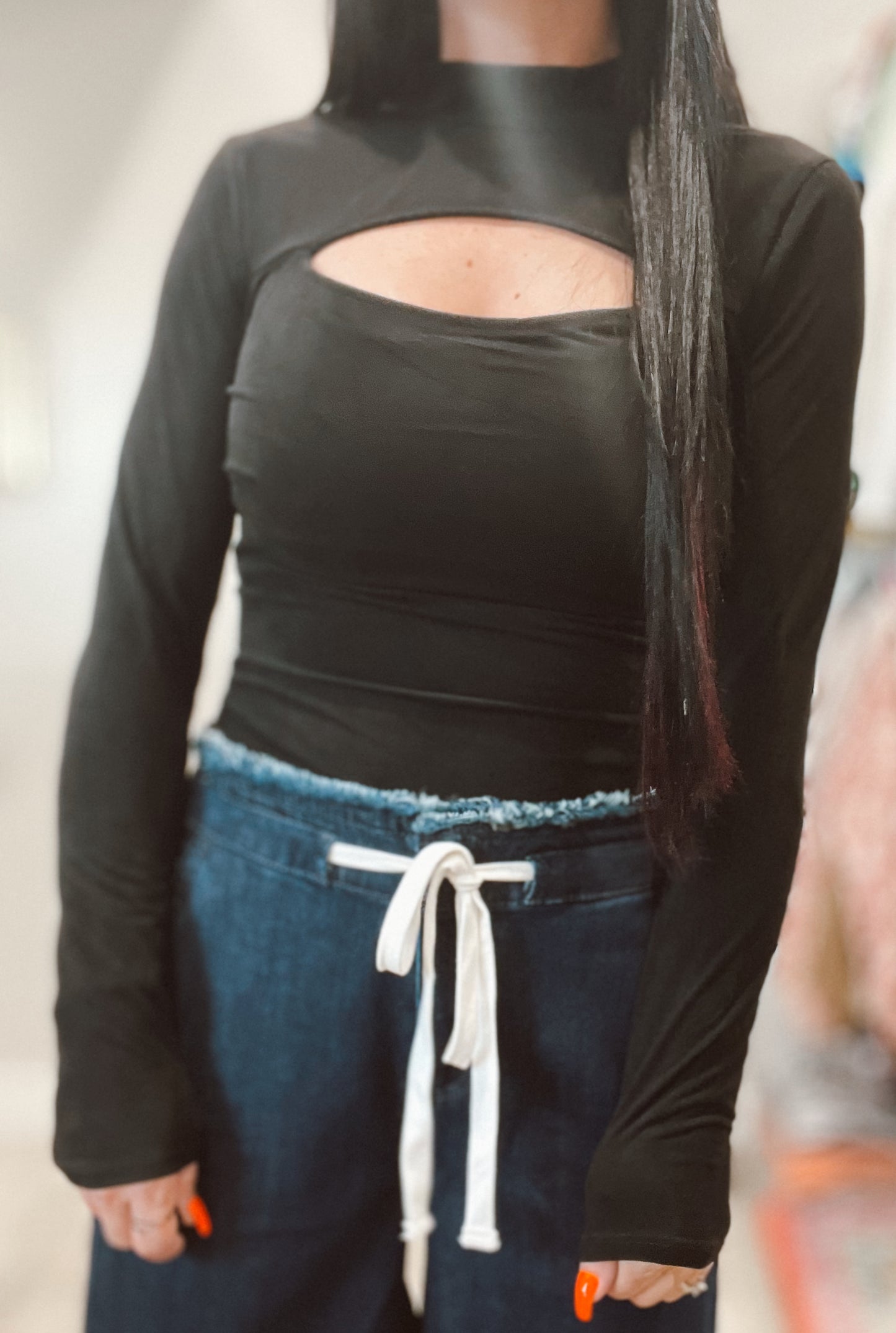 Black Velvet Long Sleeve Bodysuit