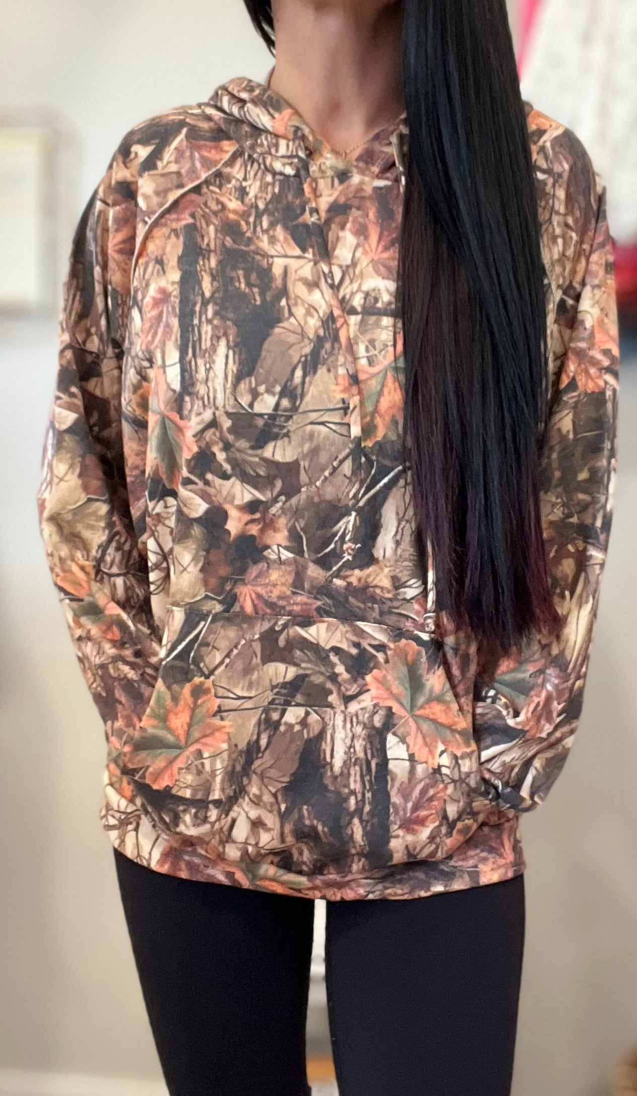 Camo Hoodie Pullover Top