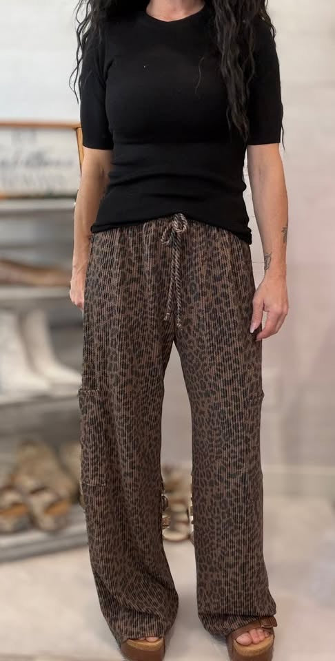 Leopard Ribbed Pants